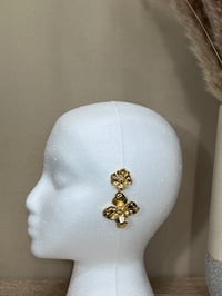 Image 3 of Gold Tone Floral Earrings 
