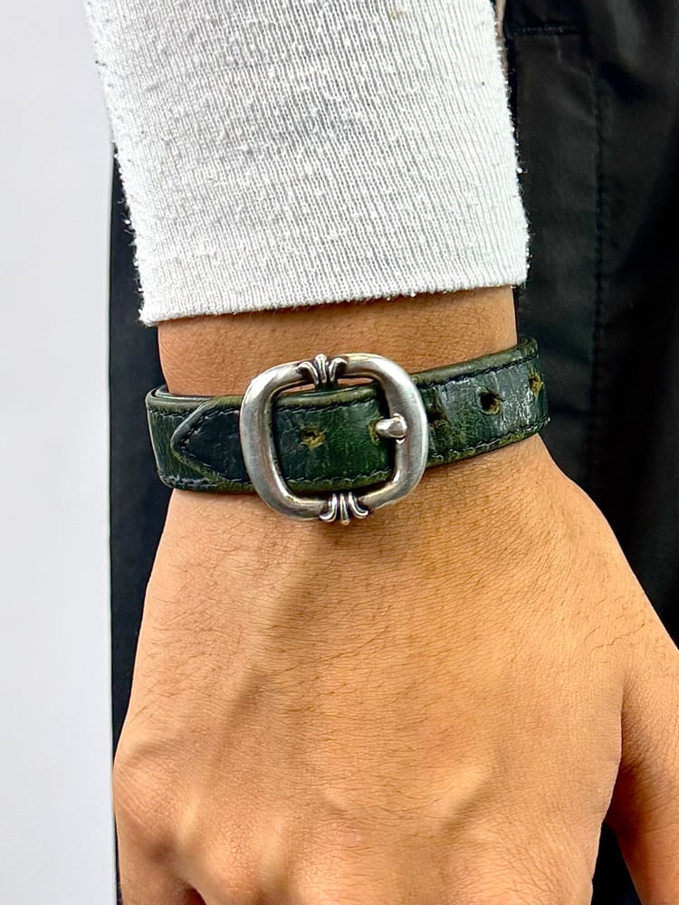 Image of Chrome Hearts Green Leather Gunslinger Bracelet