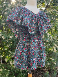 Image 3 of Holly Stalder Ruffle Shoulder Floral Smocked  Blouse size: Medium 