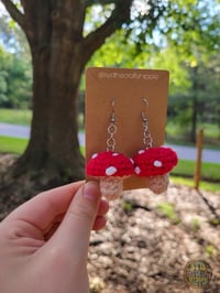 Image 4 of Orange Mushroom Bucket Hat/ Mushroom Earring Set