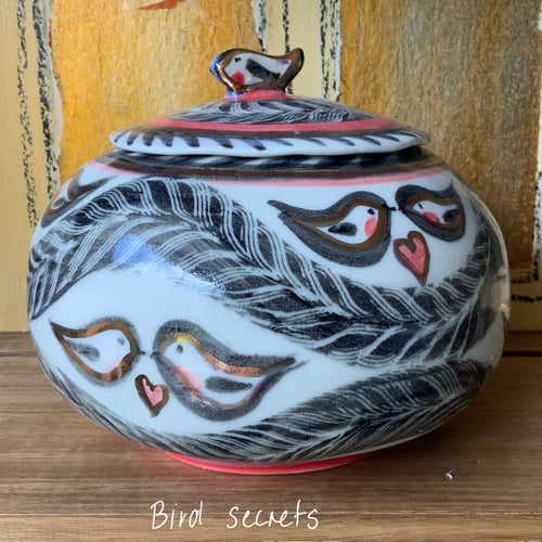 Image of Fairytales ,Red bird jar with lid .