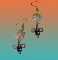 Pink strawberry and bee dangles 