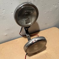 Image 2 of Vintage Wallfrin 74 Dual Round Headlamps w/ Chrome Bracket