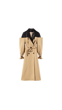 Image 1 of Faux Leather Trench Coat 