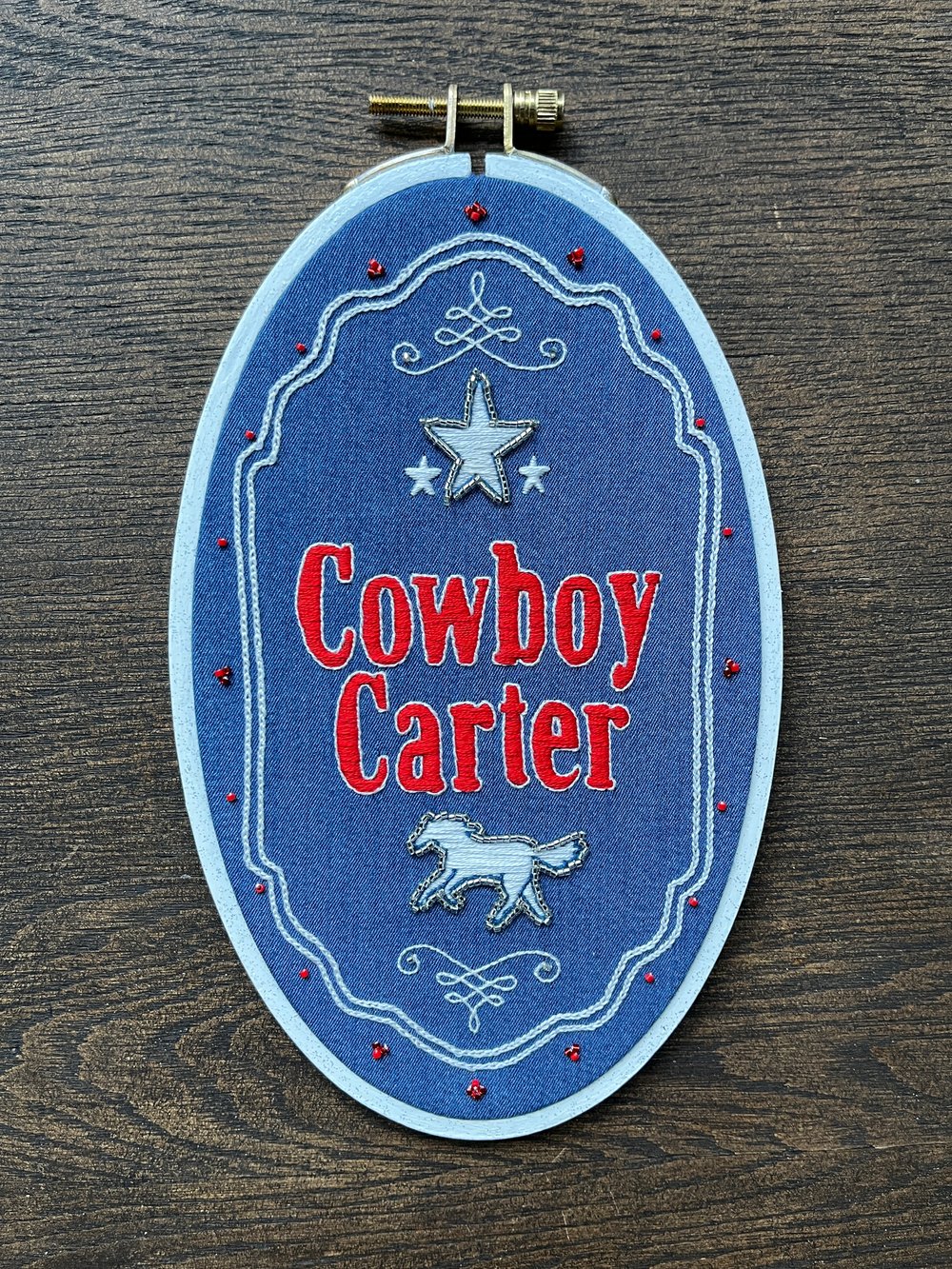 Image of Cowboy Carter Embroidered and Beaded Hoop