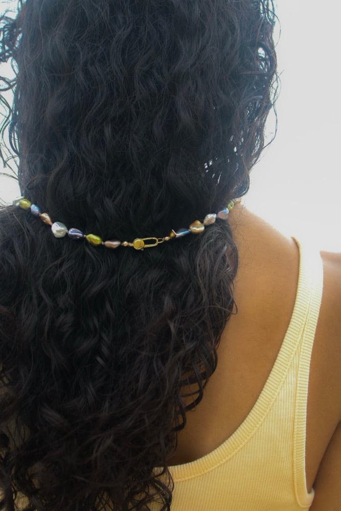 Image of Rainbow keshi pearl necklace 