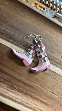 Pink Cowgirl Boot Earrings