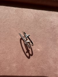 Image 5 of Cross double ring 十字双层锆石银色戒指