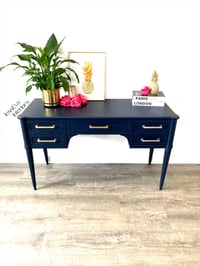 Image 13 of Stag Chateau Dressing Table painted in navy blue. Part of large bedroom set