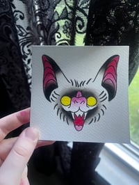 Image 3 of Bat Flash Watercolor 4x4 Original Framed