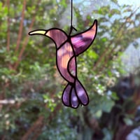 Image 1 of Violet Hummingbird – Stained Glass Suncatcher