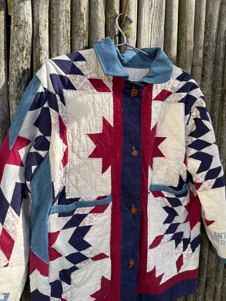 Image of Quilt Coat — Antique Navy Burgundy Lonestar 