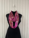 Purple & Green 100% Silk Infinity Scarf 