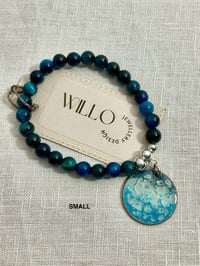 Image 3 of Blue tiger eye bracelet with enamel charm 