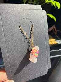 Image 3 of Rose Quartz Neon Peen Necklace 