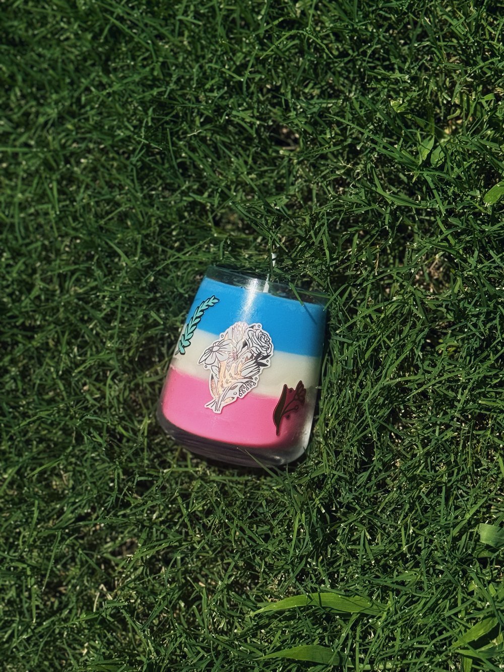 Image of Plant-Themed Trandle (Trans Pride Candle)