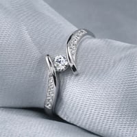 Image 2 of Huitan Classical 925 Sterling Silver Rings for Women Gorgeous Brief Eternal Wedding Bridal Jewelry S