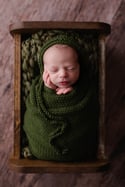 Olive Green Newborn Bonnet, Wrap & Layer Photography Prop Set