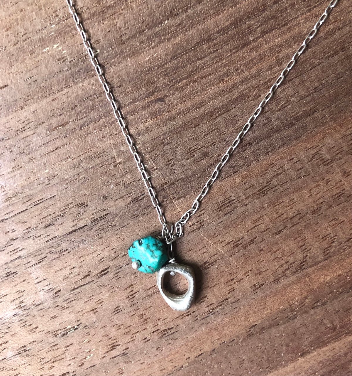 Tiny texture necklace with turquoise 