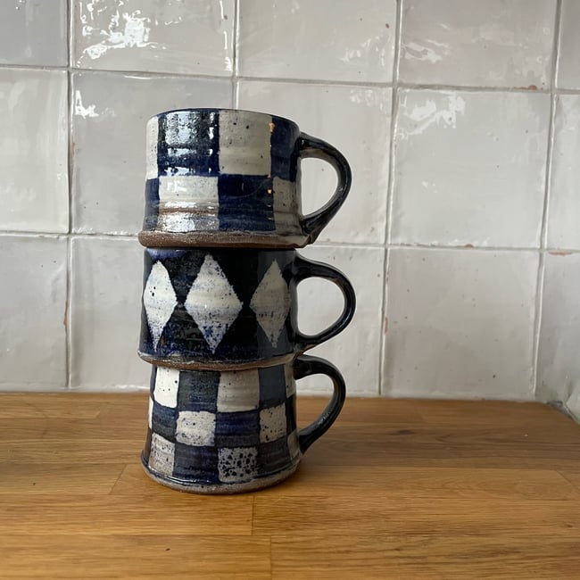 Coffee Mug Blue Diamonds