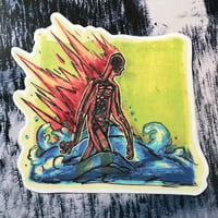 Man On Fire Walking Into Ocean Sticker
