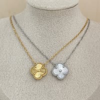 Image 1 of Clover Necklace Clover Pendant Necklace Gold and Silver Clover Pendant Necklace Stainless steel