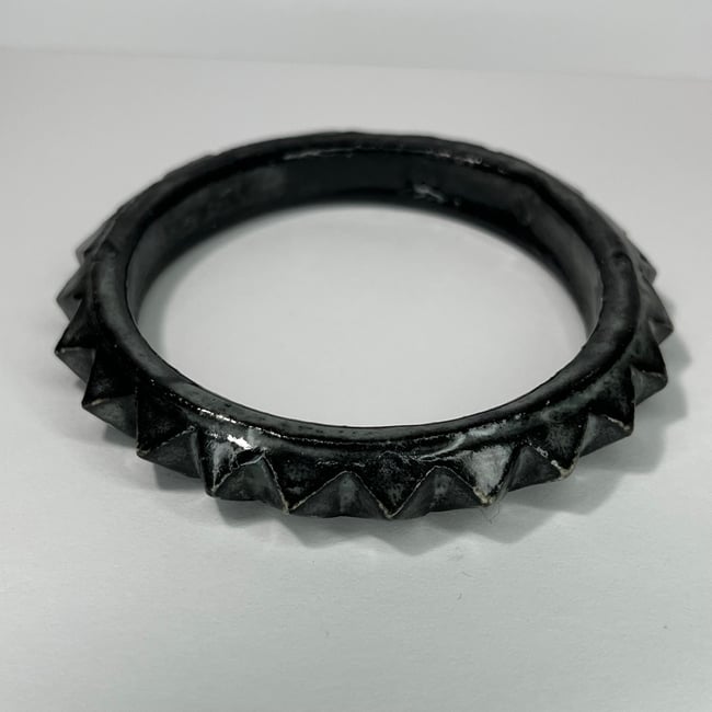 Cloudy Black Studded Bracelet - 7.40 in Inner Diameter