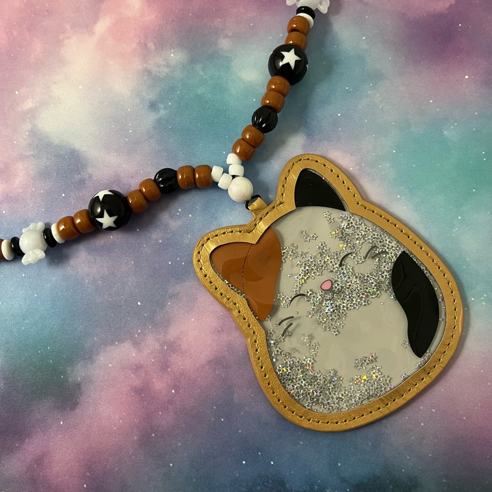 Image of Calico Squish Shaker Kandi Necklace Fidget