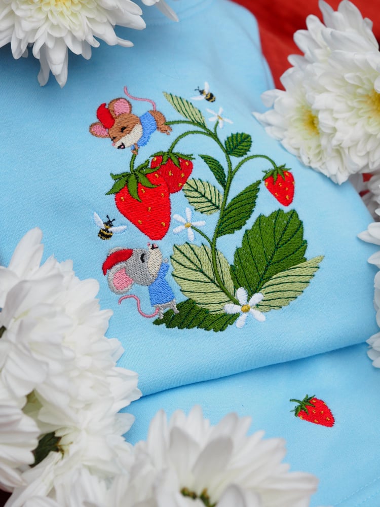 Image of The Strawberry Patch Gnomes - Tee & Short Set Baby Blue
