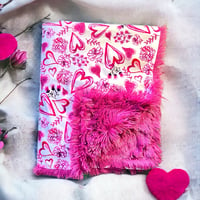 Image 2 of Raspberry & Pink Hearts Baby Blanket
