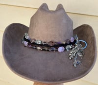 Image 1 of Taupe Faux Suede Cowboy Hat Layered Bead and Crystal Band