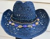 Navy Blue Cowboy Hat Chain & Bead  Band