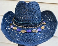 Image 1 of Navy Blue Cowboy Hat Chain & Bead  Band