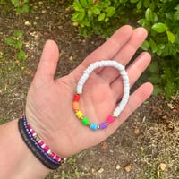 Image 3 of Elegant Rainbow Clay Heishi Bracelet (Black or White)