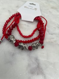Image 3 of 3PC ELEPHANT BEADS BRACELET  red