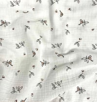 Tissu Double Gaze Gaufrée Isao Blanc/marron