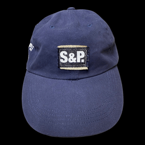 Image of S&P-“Straight Forward + Stacked Type” Logo Denim PatchWork Washed 6-Panel StrapBack Cap (Navy)