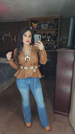 Image of Paris Faux Leather Blouse 