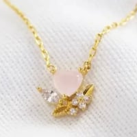 Lisa Angel Pink Crystal Heart Necklace