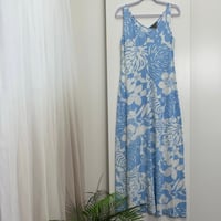 Image 8 of TOMMY BAHAMA blue and white floral Hawaiian print sleeveless maxi dress