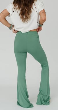 Image 4 of Cher Solid Rawedge Flare Pant ( Sage)