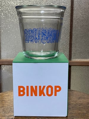 Image of BINKOP glass x BUNSHIN HORITOSHI logo 
