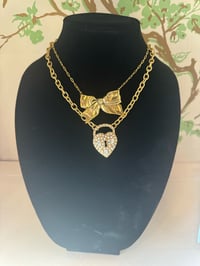 Image 1 of Bow & Lock Heart Necklace 