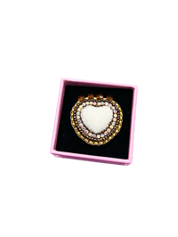 Image 1 of Coffee and Cream Velvet Heart Ring 