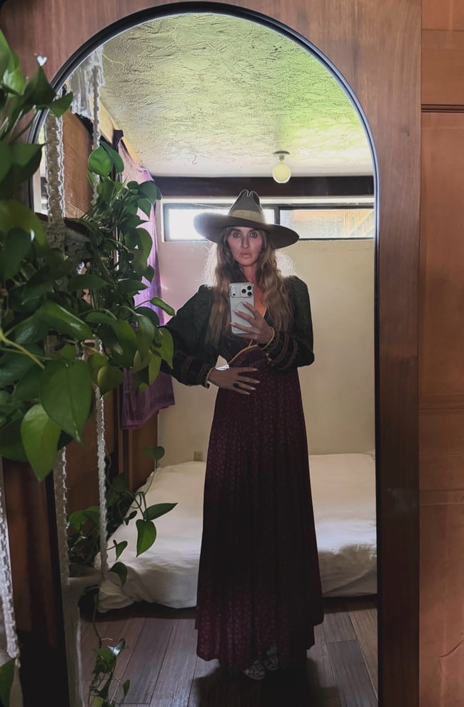 1970s Afghani hand crafted embroidered poet sleeve bohemian dress