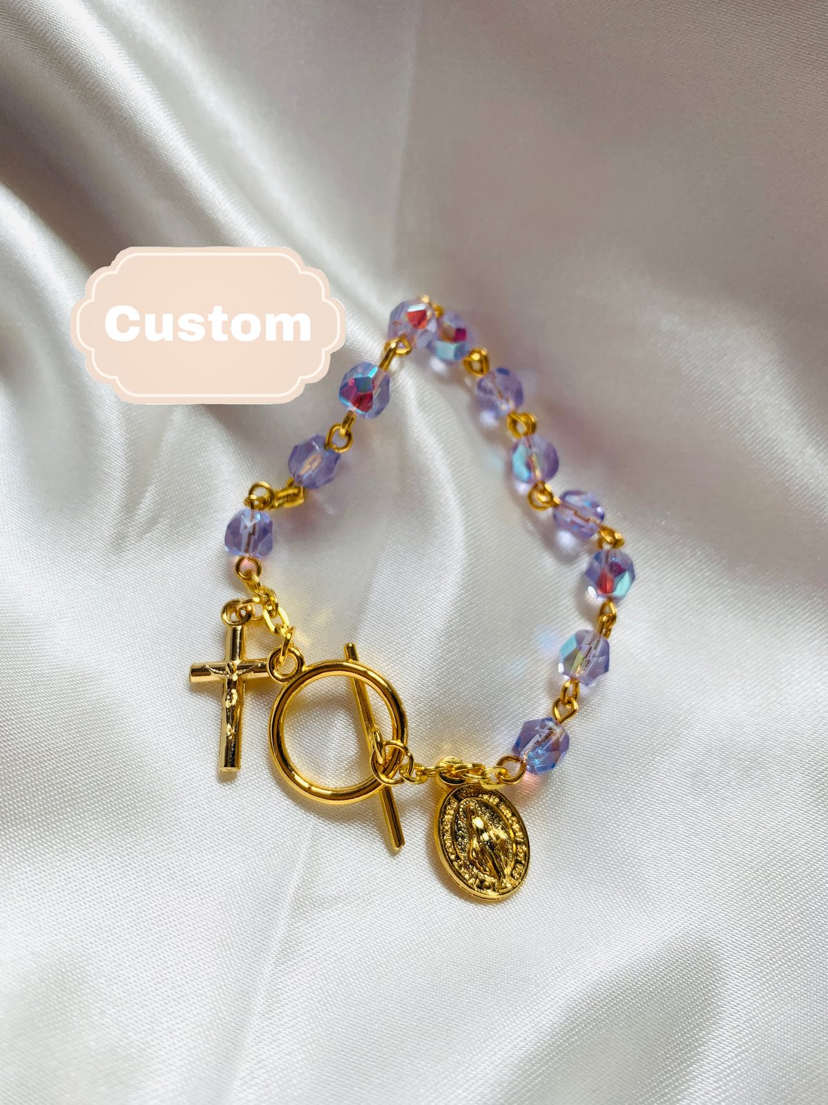 Custom Austrian Crystal Sterling Silver Rosary Bracelet - Shop Rosaries