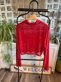 Image 1 of SHEINsxy sheer crop stud top 