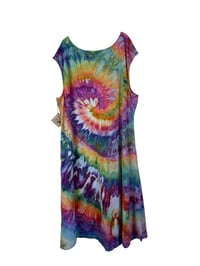 Image 2 of 3X PLUS Stretch Knit Fit and Flare Midi Dress in Groovy Spiral Ice Dye