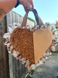 Image 3 of One Off Blush Zebra Heart Bag ✨ | Recycled Textiles Occasion Bag