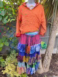 Image 7 of FESTIE Kantha Hoodie with pocket - orange